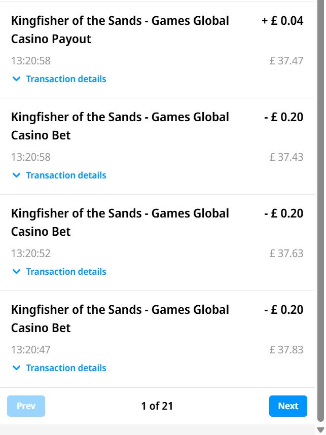 Transaction history.